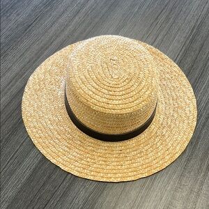 Lack of Color Stylish Straw Boater Hat with Black Band.  57CM